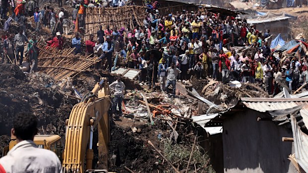 At least 46 people were killed in a giant landslide in Ethiopia. (AFP)