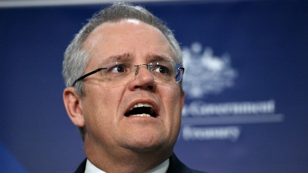 Treasurer Scott Morrison at the press conference today. (AAP)