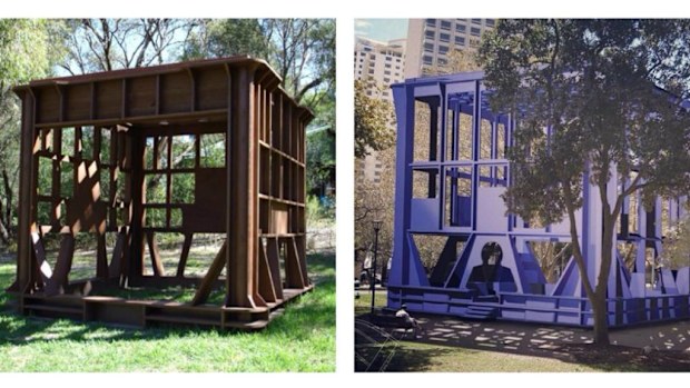A Melbourne artist has pointed out "shocking" similarities between one of his own pieces and a $2.5 million work commissioned by the City of Sydney. (Facebook)