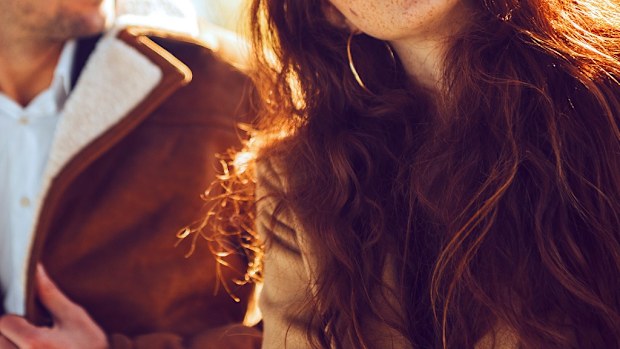 Couple on a date woman red hair