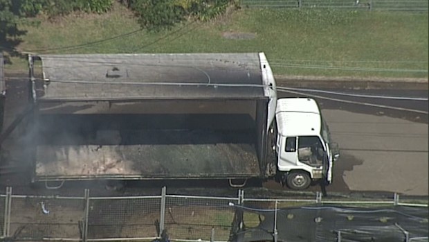 The truck was completely gutted by fire. (9NEWS)