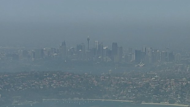 Sydney's CBD was enveloped by a rare sea fog, which occurs once every 1-2 years. (9NEWS)