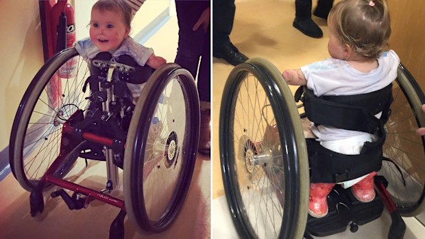 Harmonie-Rose Allen will be able to move around again with the help of the walking frame. (Facebook: Hope for Harmonie)
