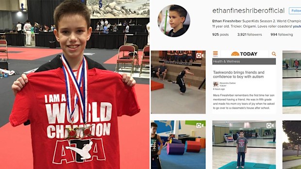 Eleven-year-old taekwondo champion Ethan Fineshriber. (Instagram/ethanfineshriberofficial)