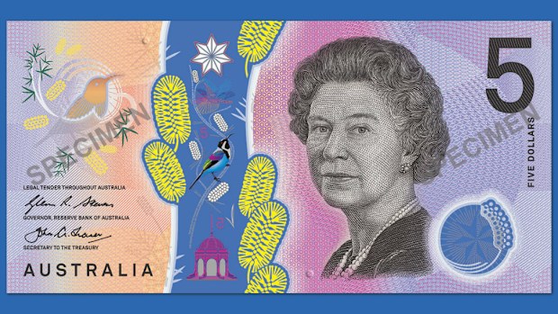 The new Australian $5 banknote will be issued into circulation from tomorrow. (Reserve Bank of Australia)