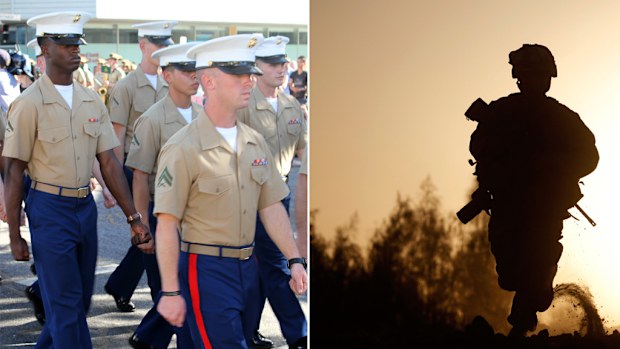 US Marines in Darwin last year and a shot from a recent training operation involving the Marine Corps.