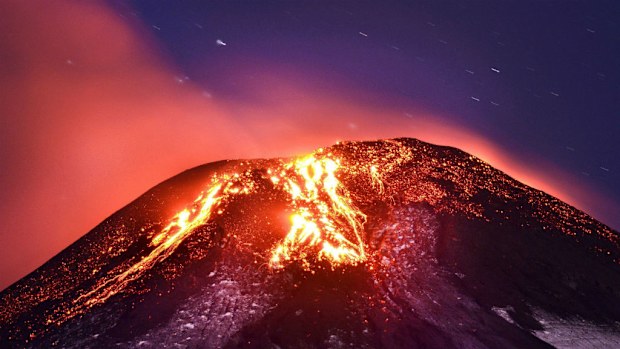 A general view of the volcano Villarrica erupting near Villarrica in Chile. (AAP)