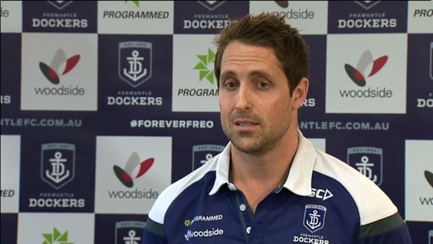 Luke McPharlin at today's press conference. (9NEWS)