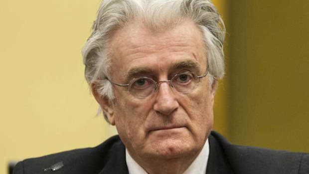 Former Bosnian Serb leader Radovan Karadzic pictured at this war crimes trial in The Hague. (AP)