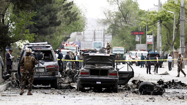 The blast targeted a NATO convoy. (AAP)