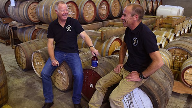 That's the spirit...Sullivans Cove founders, brothers Patrick (left) and Bruce Maguire.