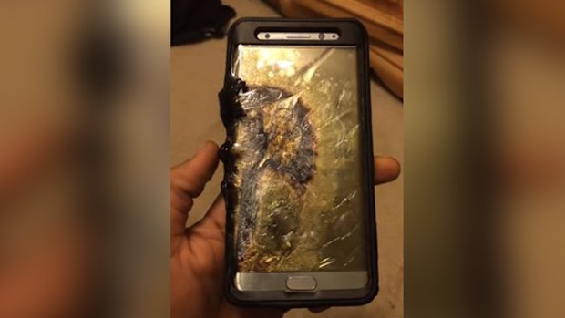 Samsung have recalled the phone after reports of exploding batteries. (YouTube: Ariel Gonzalez)