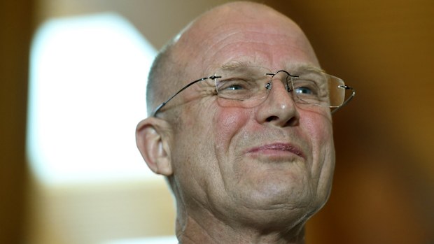Senator David Leyonhjelm speaks during a press conference at Parliament House in Canberra. Picture: AAP