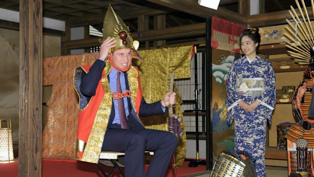 Prince William has donned feudal samurai gear during his trip to Japan. (AFP)