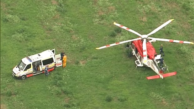 The injured girl was airlifted from the scene at Sackville. (9NEWS)