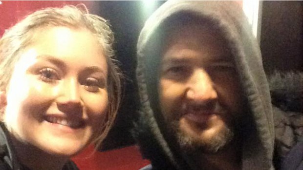 Nicole Sedgebeer and Mark the homeless man who came to her aid. (Nicole Sedgebeer/ Facebook)
