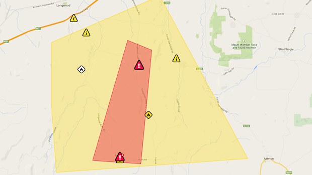 An emergency warning has been issued in north-east Victoria. (Supplied, VicEmergency)