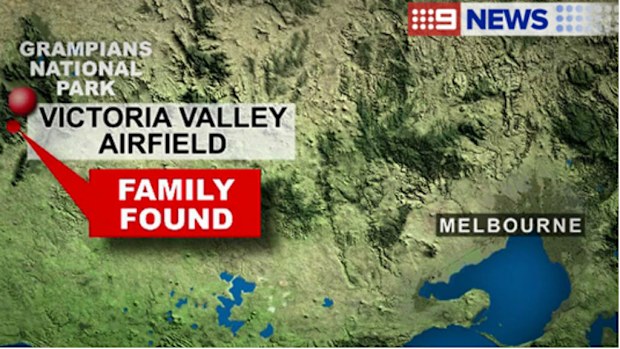 The family were located at Victoria Valley airfield at around 11.40am this morning. (9 News)