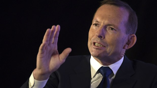 Tony Abbott during a question and answer session in Singapore. (AAP)