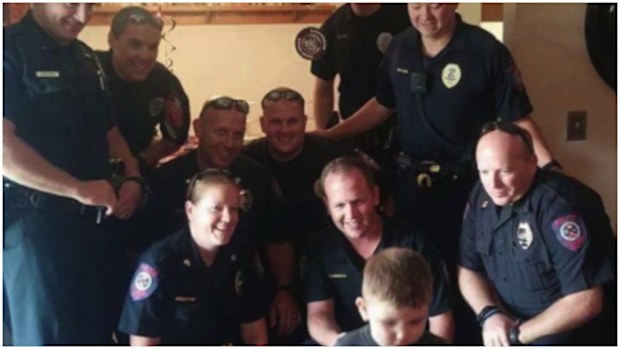 Yukon Police have surprised a toddler at his birthday party. (CNN)