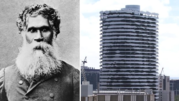 The 30-storey building on Swanston Street depicts indigenous leader William Barak. (9NEWS)