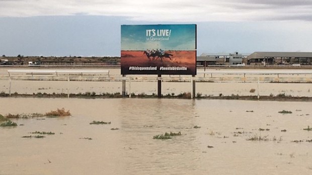 Rain has inundated the Birdsville race track (9NEWS)