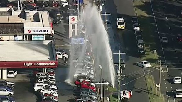 The water is flood a Holden car dealership. (Supplied)