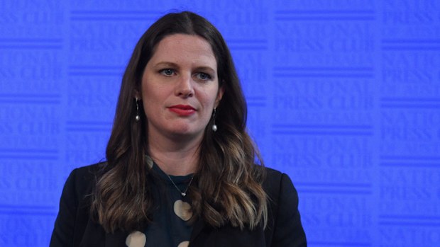 Shadow Minister for Early Childhood Education Kate Ellis at the National Press Club in Canberra. (AAP)
