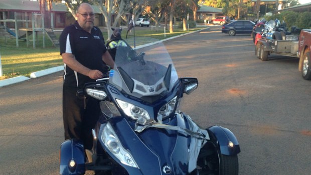 Newcastle man Frank Hocking on the Black Dog Ride around Australia. (Simon Bouda, 9NEWS)