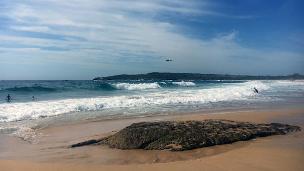 Police and surf lifesavers search the waters off Maroubra Beach in Sydney on Wednesday. (AAP)
