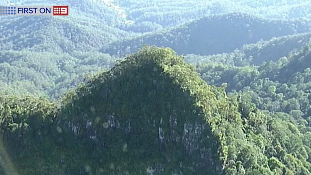 The injured man was rescued after falling from a cliff at Tomewin. (9NEWS)