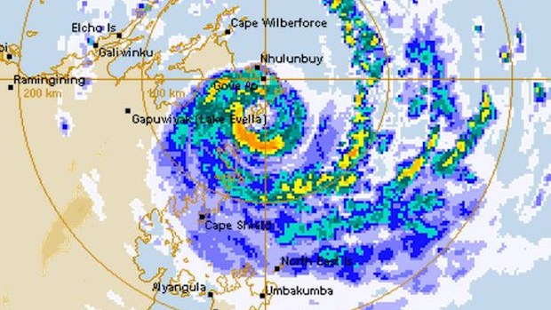 The destructive core of Cyclone Nathan measures about 80km across.