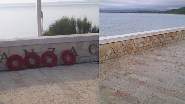 The ANZAC letters previously featured at a commemorative site at North Beach in Turkey have been stolen. (Supplied)
