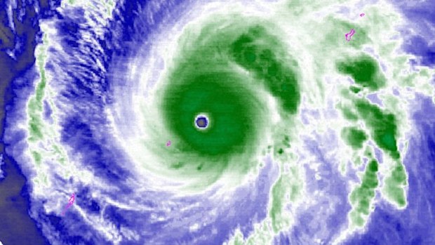 Satellite image of Super Typhoon Maysak. (NOAA)