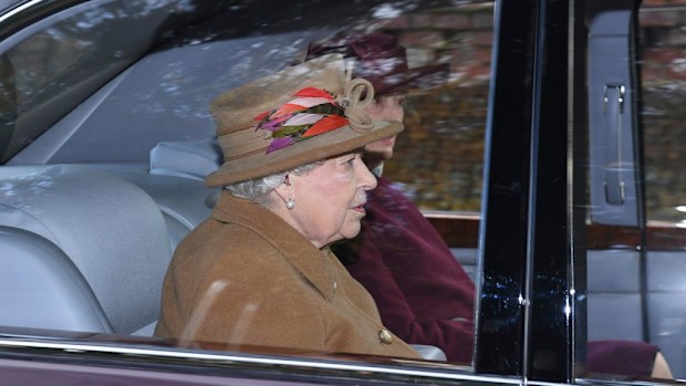 Queen Elizabeth attends church at in Sandringham on Sunday.