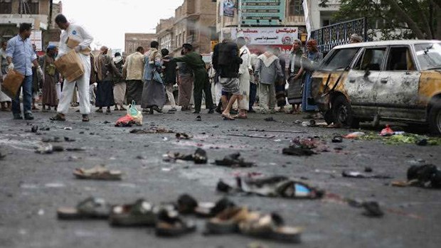 A powerful suicide bombing has ripped through Sana'a, Yemen killing 47 people. (AAP)
