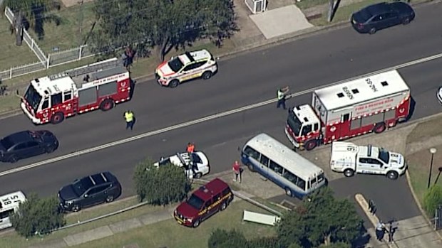 Police and emergency services at the scene. (9NEWS)