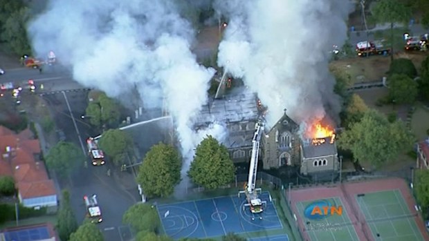 St James Church in Brighton has also been damaged by fire. (9NEWS)
