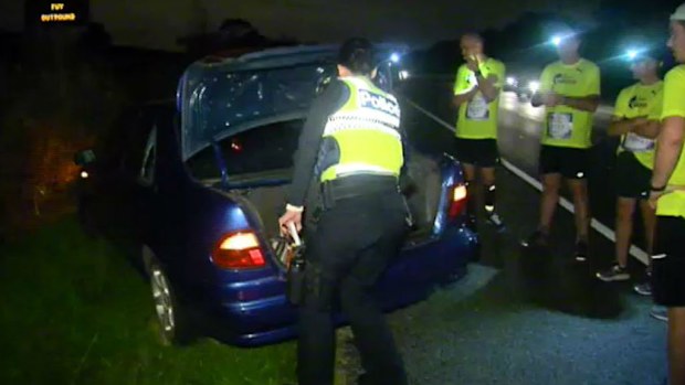 The driver veered off the road  and onto the median strip on the Monash Freeway. (9NEWS)