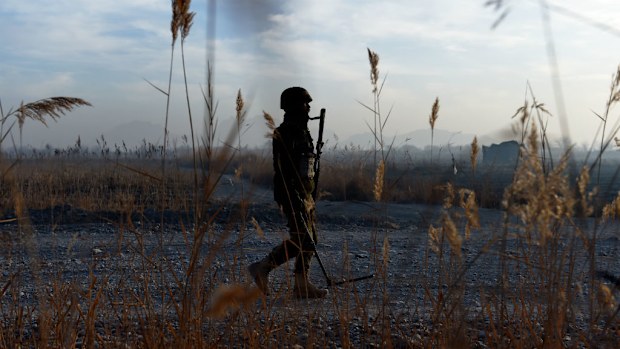 A lone Afghan National Army soldier on patrol near Siah Choy in Afghanistan. (AFP)