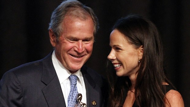 Barbara Bush with her father, former US President George W Bush.