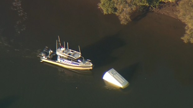 A police boat at the scene. (9NEWS)
