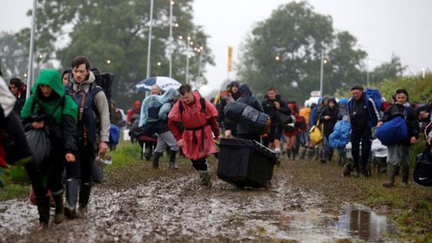 Rain has caused the Glastonbury site to deteriorate.