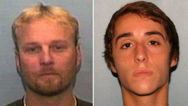 Police mug shots of Clifford Opperud, 45, and Thomas M. Lane III, 19. (Supplied, Lima Police Department)
