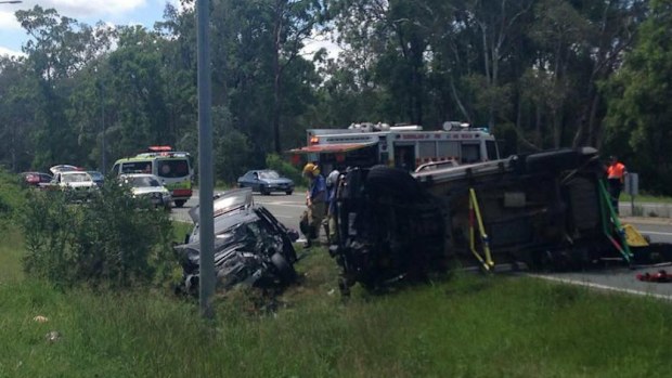 A passerby had helped rescue several people from the crash in the northern Brisbane suburb of Boondall. (9NEWS)