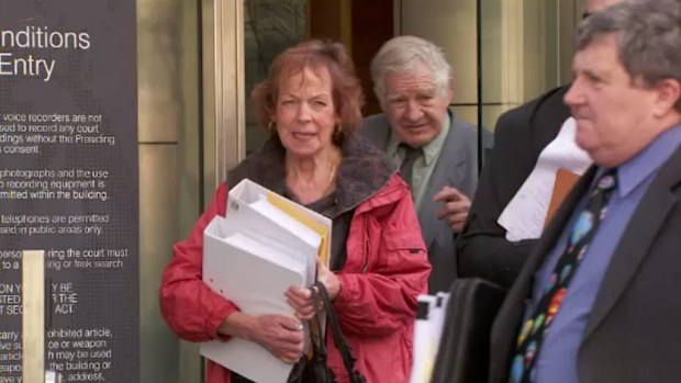 Cattle breeders Heather Ellison and James Holdsworth leaving court in May. (9NEWS)