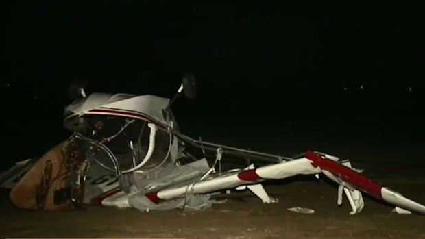 Six light planes were destroyed overnight at Camden Airport. (9NEWS)