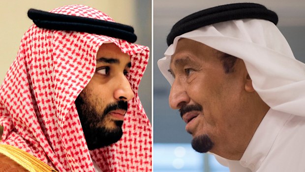 Mohammed bin Salman (left) and Saudi King Salman. (AAP)