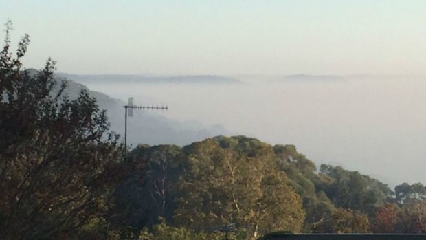 Smoke over Sydney after hazard reduction burns continue. (Twitter/NSWRFS)
