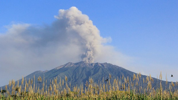 Volcanic ash from Indonesia's Mount Raung has again caused traffic chaos. (AAP)
